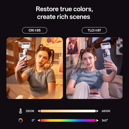 Viltrox Z05 RGB Video Light Portable LED Selfie Light with Clip for Phone Camera Laptop Tripod, 2000mAh USB-C CRI＞97 2800-6800K App Control Dimmable for Photography TikTok YouTube Vlog Live Streaming in Kuwait