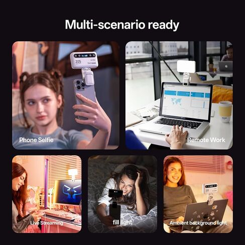 Viltrox Z05 RGB Video Light Portable LED Selfie Light with Clip for Phone Camera Laptop Tripod, 2000mAh USB-C CRI＞97 2800-6800K App Control Dimmable for Photography TikTok YouTube Vlog Live Streaming in Kuwait