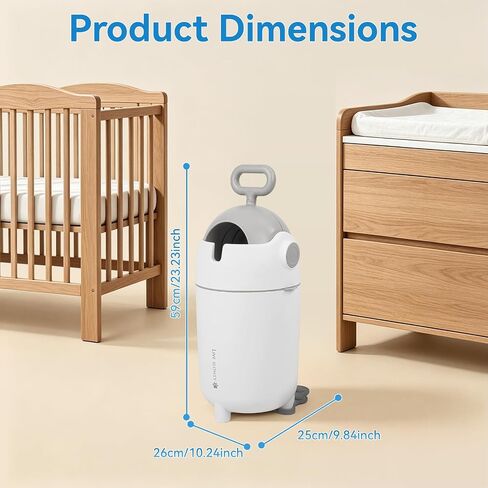 Diaper Pail Odor Locking,12L Nursery Trash Can with Child-Safe Lock,Diaper Garbage Can for Bedroom,Bathroom,Living Room,Large Capacity,Divider Design for Waste Separation Easy Press-Lift Lid White in Kuwait
