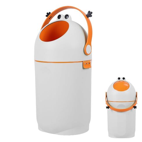 15L Capacity Tall Diaper Pail, Accommodate Diapers Garbage Can with Odor-Sealing Flap & Quiet Operation, Holds Up to 16 Diapers, Round Trash Can for Nursery Bathroom Living Room Use White in Kuwait