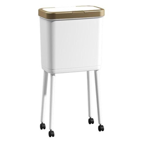 Wheeled Trash Can, Waste Container, Bin for, Bedroom, Toilet, Silver Black in Kuwait