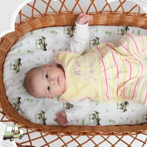 4 Pack Golf Bassinet Sheets 32" x 16" Bedside Sheets Stretchy Neutral Fitted Golf Nursery Decor Sport Themed Baby Bedding for Standard Bassinet Mattress Gift Set in Saudi Arabia