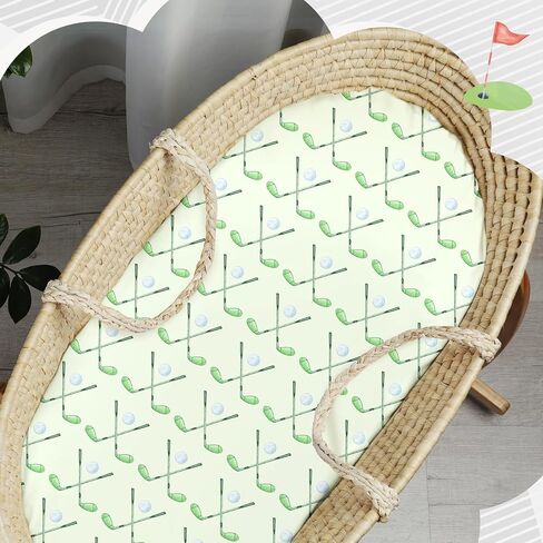 4 Pack Golf Bassinet Sheets 32" x 16" Bedside Sheets Stretchy Neutral Fitted Golf Nursery Decor Sport Themed Baby Bedding for Standard Bassinet Mattress Gift Set in Saudi Arabia