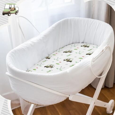 4 Pack Golf Bassinet Sheets 32" x 16" Bedside Sheets Stretchy Neutral Fitted Golf Nursery Decor Sport Themed Baby Bedding for Standard Bassinet Mattress Gift Set in Saudi Arabia