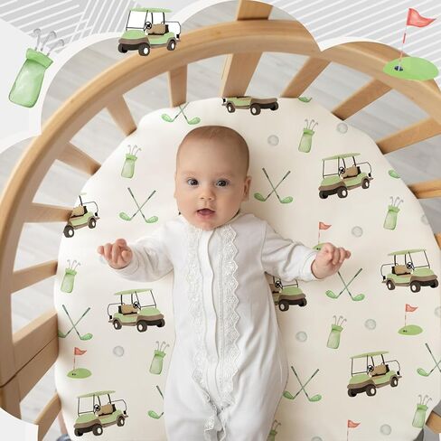 4 Pack Golf Bassinet Sheets 32" x 16" Bedside Sheets Stretchy Neutral Fitted Golf Nursery Decor Sport Themed Baby Bedding for Standard Bassinet Mattress Gift Set in Saudi Arabia