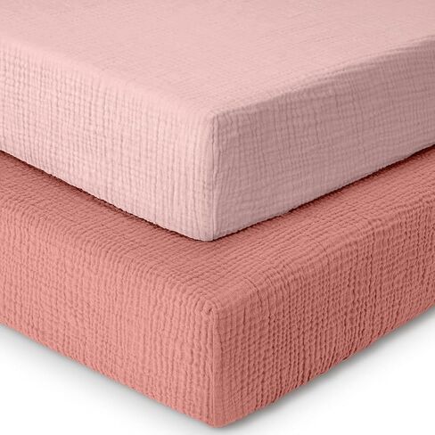 Dreamology Standard Crib Sheets,Muslin Crib Sheets,100% Cotton Crib Sheet | 2 Pack Crib sheets,for Boys,Girls, Muslin Crib Sheet for Standard Crib, 52x28 Crib Mattress Sheets | Olive and Ecru in Saudi Arabia