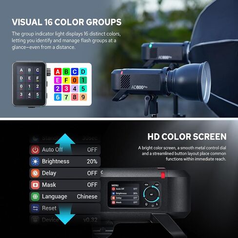 GODOX AD800 Pro AD800Pro Outdoor Flash Strobe Light, 800Ws TTL 1/8000s HSS Flash Monolight, 300 Full Power Pops, 0.01-1.5s Recycle Time, Battery-Powered All-in-One Outdoor Photography Lighting in Kuwait