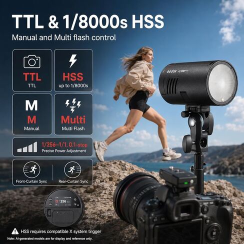 Godox AD100Pro II 100Ws Portable Battery Powered Pocket Strobe Flash | TTL HSS 1/8000s, 2850mAh Battery, USB-C fast charge, 490 Full Power Flashes for portrait wedding travel photography in Kuwait