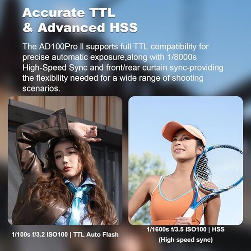 Godox AD100Pro II 100Ws Portable Battery Powered Pocket Strobe Flash | TTL HSS 1/8000s, 2850mAh Battery, USB-C fast charge, 490 Full Power Flashes for portrait wedding travel photography in Kuwait