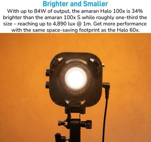 Amaran Halo 100x COB Video Light Bi-Color Compact Bowens 100W | 2700K-6500K, USB-C PD, App Control, NFC Pairing, CRI 96+, TLCI 97+, Photography, Streaming in Kuwait