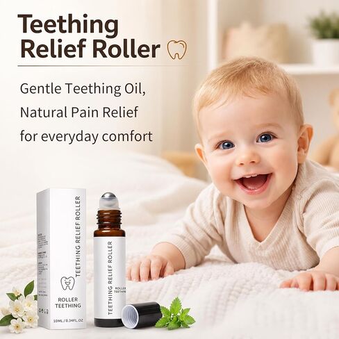 Teething Relief Roller All Natural for Babies, Teething Roller Baby Teething Oil, Natural Relief Roller, A Thousand Roses Teething Roller Oil (10ML, 2PCS) in Kuwait