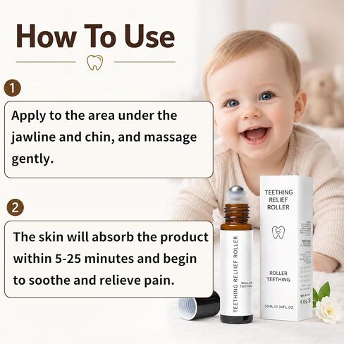 Teething Relief Roller All Natural for Babies, Teething Roller Baby Teething Oil, Natural Relief Roller, A Thousand Roses Teething Roller Oil (10ML, 2PCS) in Kuwait