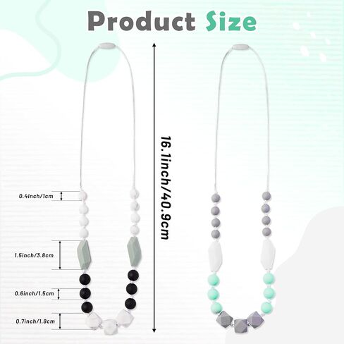 BUoonyer Necklace for Mom to Wear - 2pcs Nursing Necklaces for Adults Birthday Gift (Green Gray, Black Gray) in Kuwait
