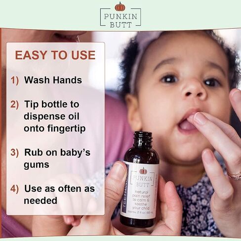 Punkin Butt Teething Oil and Ear Oil for Sore Gum and Ear Canal Relief | All Natural, Organic, Safe for Infants, Chemical-Free in Kuwait