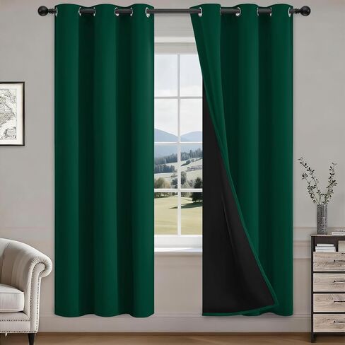COSVIYA 100% Beige Blackout Curtains for Bedroom Kids Room 54 Inches Length 2 Panels Set, Full Light Blocking Thermal Insulated Grommet Nursery Window Treatment Drapes with Black Liner,W52 x L54 in Kuwait