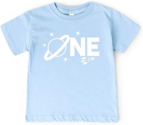 One Space Birthday Shirt Baby Toddler 1st Graphic Short Sleeve Planet Rocket Star Party Gift in Kuwait