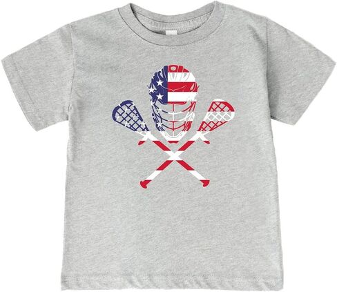 Kids Patriotic Lacrosse Shirt – USA Flag Lacrosse Helmet & Sticks Infant/Toddler/Youth T-Shirt in Kuwait