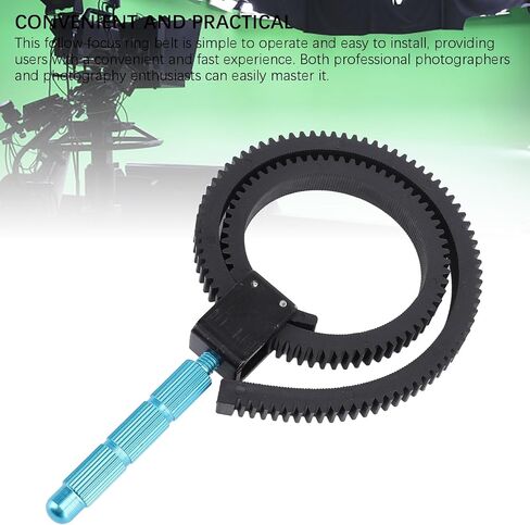 Professional DSLR Camera Follow Focus, Adjustable Focus Gear for 49-82mm Lens, Black Aluminum Alloy & Rubber, 0.8 Module 360mm Long, Suitable for Most Camcorders in Kuwait