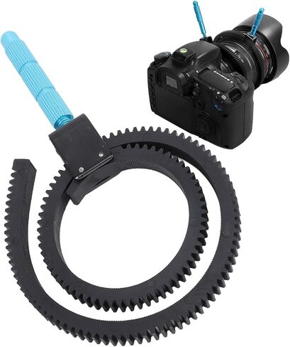 Professional DSLR Camera Follow Focus, Adjustable Focus Gear for 49-82mm Lens, Black Aluminum Alloy & Rubber, 0.8 Module 360mm Long, Suitable for Most Camcorders in Kuwait