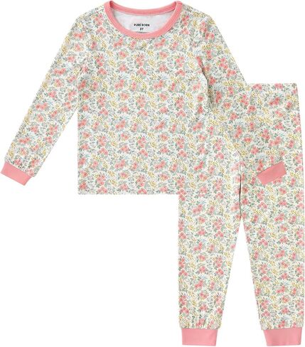 pureborn Baby Viscose from Bamboo Pajamas Set Toddler Girl Sleepwear 12M-8Y | Silky smooth, gentle on skin, snug fit, breathable, lightweight, colorful prints, buttery soft, OEKO-TEX, 2pcs in Kuwait