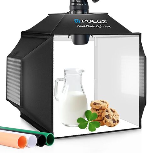 PULUZ 32"x32" Light Box Photography, Professional Photo Shooting Tent Kit | 90W 14000LM High CRI95+ Light, 4 Colors Backdrop, 3 Stepless Dimming LED Panels, Portable Carry Bag, Photo Studio Booth in Saudi Arabia