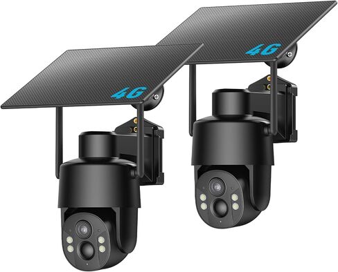 4G LTE Cellular Security Camera, No WiFi Needed, 4MP Live Video, 360° Full View, Built-in SIM Card, Color Night Vision, Instant Alerts, 2 Storage Ways, Solar Outdoor Camera for Off-Grid Areas in Kuwait
