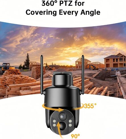 4G LTE Cellular Security Camera, No WiFi Needed, 4MP Live Video, 360° Full View, Built-in SIM Card, Color Night Vision, Instant Alerts, 2 Storage Ways, Solar Outdoor Camera for Off-Grid Areas in Kuwait