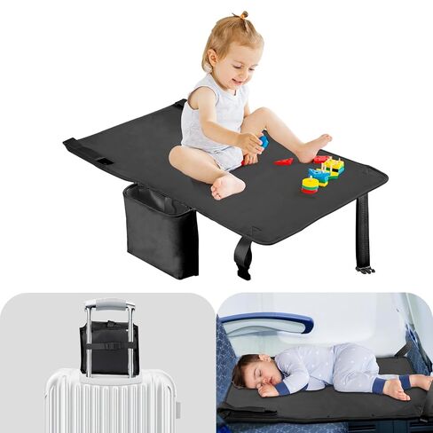 Toddler Airplane Bed, Portable Kids Airplane Seat Extender, Soft Plane Bed for Flights, Midnight in Kuwait
