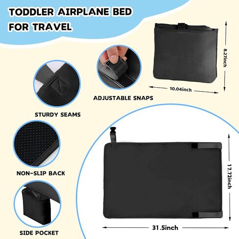 Toddler Airplane Bed, Portable Kids Airplane Seat Extender, Soft Plane Bed for Flights, Midnight in Kuwait