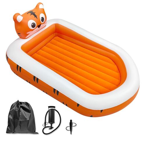 Inflatable Toddler Travel Bed With Four Sided Safety Railing Bumper, Toddler Air Mattress Soft Cotton Sheets, Equipped With Pump and Handbag, for Portable Camping, Travel, and Home Use (Rabbit) in Kuwait