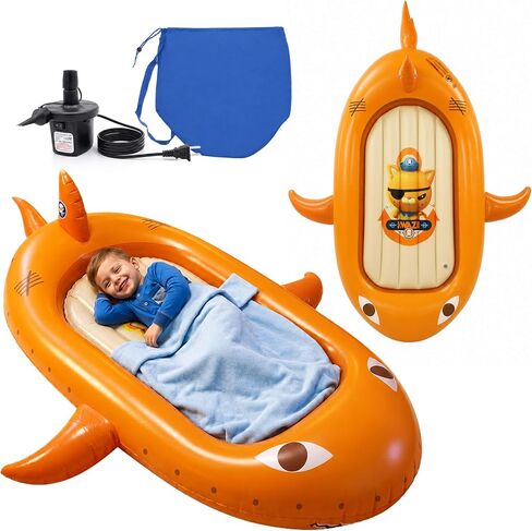 Octonauts Inflatable Travel Bed, Kids Blow up Mattress with Pump, Kids Air Mattress with Bumpers, Inflatable Bed Portable | Toddler air mattress made of PVC. Features removable inner pad. Great for camping, vacations, sleepovers or Kiddie Pool. in Kuwait