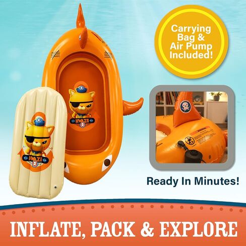Octonauts Inflatable Travel Bed, Kids Blow up Mattress with Pump, Kids Air Mattress with Bumpers, Inflatable Bed Portable | Toddler air mattress made of PVC. Features removable inner pad. Great for camping, vacations, sleepovers or Kiddie Pool. in Kuwait