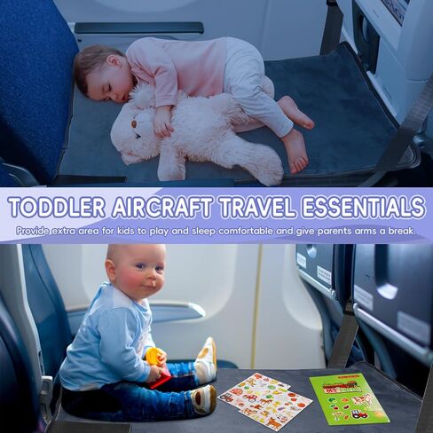 GoCozy Toddler Airplane Bed, Travel Essentials for Kids, Soft Toddler Airplane Travel Essentials with Sticker Book, Grey in Kuwait