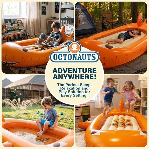 Octonauts Inflatable Travel Bed, Kids Blow up Mattress with Pump, Kids Air Mattress with Bumpers, Inflatable Bed Portable | Toddler air mattress made of PVC. Features removable inner pad. Great for camping, vacations, sleepovers or Kiddie Pool. in Kuwait