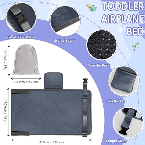 GoCozy Toddler Airplane Bed, Travel Essentials for Kids, Soft Toddler Airplane Travel Essentials with Sticker Book, Grey in Kuwait