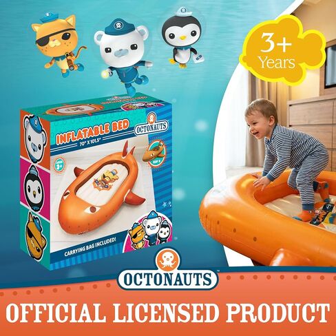 Octonauts Inflatable Travel Bed, Kids Blow up Mattress with Pump, Kids Air Mattress with Bumpers, Inflatable Bed Portable | Toddler air mattress made of PVC. Features removable inner pad. Great for camping, vacations, sleepovers or Kiddie Pool. in Kuwait