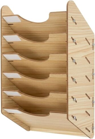 6-Tier Hanging Wooden Sandpaper Storage Holder, Sandpaper Organizer for Sanding Discs 5 Inch 6 Inch, Wall Mount Woodworking Tools Rack(Excluding Sandpaper), Maple Color, 1 Set in Kuwait