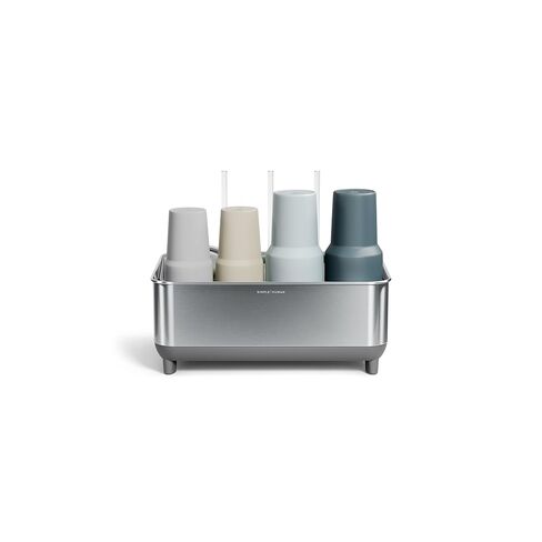 simplehuman Bottle Dock, Fast Drying Bottle Rack with Steel Frame & Diatomaceous Earth Base, Three-Compartment Organizer for Tumblers, Caps & Straws, Built-in Straw Holder, Matte Black in Kuwait