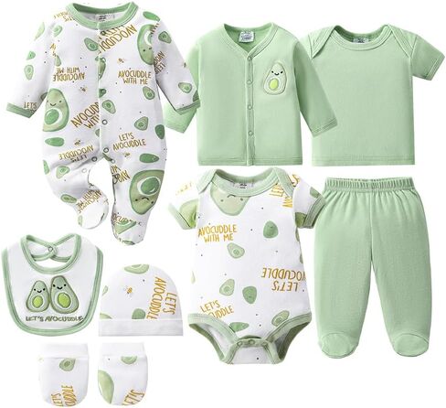 8-Pack Unisex Baby Bodysuits, 100% Cotton Soft Baby Clothes, Newborn Boy Clothes, Infant Bodysuits for 0-9 Months in Kuwait