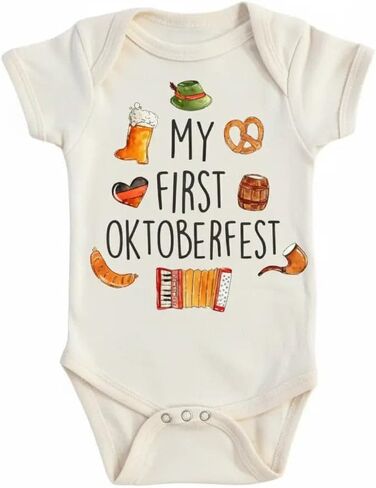 Oktoberfest German Schnitzel Pretzel Baby Bodysuit– Funny Infant Outfit, Short Sleeve Unisex Cotton Baby Clothes in Kuwait