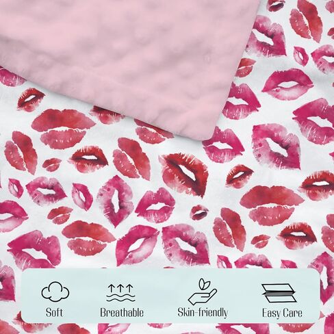 Mink Baby Girls Blankets Valentines Day Lips, Dirty Pink Soft Double Layer Dotted Backing Receiving Swaddle, Newborn Infant Toddler Nursery Crib Bedding Shower Gift 30" x 40" in Kuwait