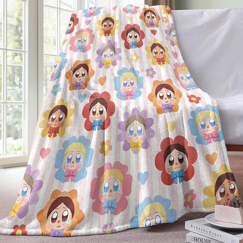 Baby Flower Flannel Throw Blanket, Cute Floral Love Hearts Gifts for Kids Girls Toddler Children Teens, Striped Nursery Soft Blankets for Bedding Sofa 50''x60'' in Kuwait