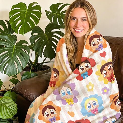 Baby Flower Flannel Throw Blanket, Cute Floral Love Hearts Gifts for Kids Girls Toddler Children Teens, Striped Nursery Soft Blankets for Bedding Sofa 50''x60'' in Kuwait