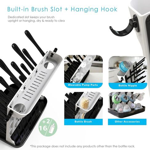Baby Bottle Drying Rack, Vertical Space Saving Bottle Dryer for Countertop, Holds 12 Bottles, BPA Free Baby Bottle Organizer with Removable Drip Tray for Pacifiers, Pump Parts & Accessories in Kuwait