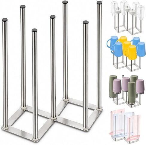 Foldable Bottle Drying Rack, Baby Bottle Drying Rack, Collapsible Cup Draining Holder, Retractable Reusable Stainless Steels Storage Bag Dryer with Non-Slip Bottom in Kuwait