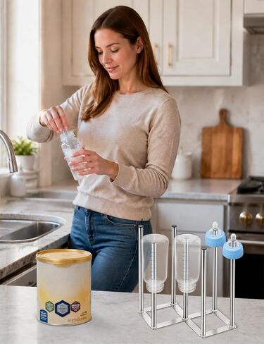 Foldable Bottle Drying Rack, Baby Bottle Drying Rack, Collapsible Cup Draining Holder, Retractable Reusable Stainless Steels Storage Bag Dryer with Non-Slip Bottom in Kuwait