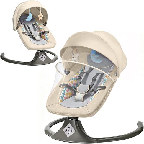 Electric Baby Swing for Infants,Multifunctional 3-in-1 Rocker,5-Speed Adjustable,Remote Control,10 Melodies,5-Point Harness,for Infants Up to 30 lbs, Up to 12 Months Easy Assembly (Gray) in Kuwait