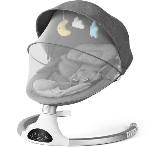KIDINIX Baby Swings for Infants, Bluetooth Infant Swing with Music Speaker, 3 Seat Positions, 3 Speeds for Newborn Boy Girl, Indoor & Outdoor Use, Black in Kuwait
