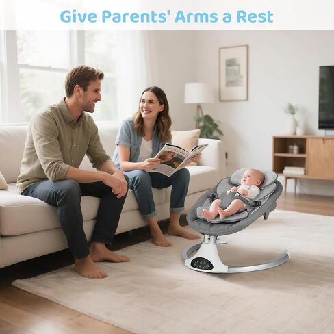 KIDINIX Baby Swings for Infants, Bluetooth Infant Swing with Music Speaker, 3 Seat Positions, 3 Speeds for Newborn Boy Girl, Indoor & Outdoor Use, Black in Kuwait