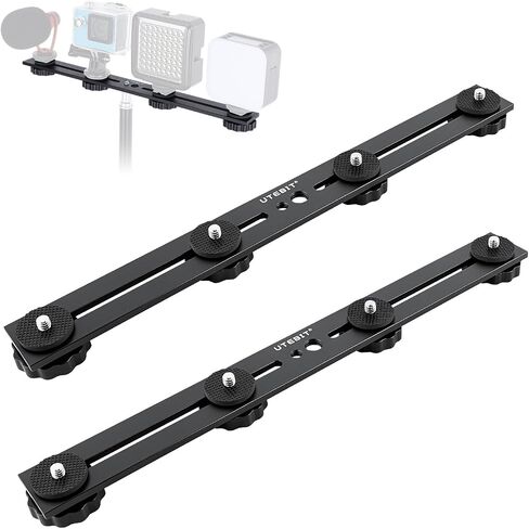 UTEBIT Long Dual Speedlite Tripod Mount Bracket Extension Bar | 11 inch Tripod Mount with 1/4'' Hot Shoe, Straight Flash Mount 1/4-3/8 Thread Hole Flash Bracket for LED Light,DSLR Camera in Kuwait